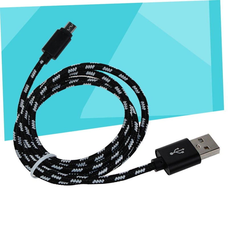 كابل USB POPETPOP 2A نايلون للشحن السريع متوافق مع الهواتف والأجهزة اللوحية باللون الأسود - Image 2